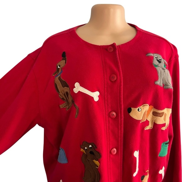 Bechamel Vintage Quirky Red Cardigan with Dog and Bone Embroidery - Picture 4 of 9